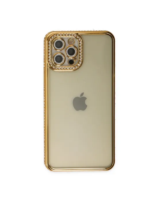 Apple İphone 12 Pro Kılıf Joke Taşlı Silikon - Gold