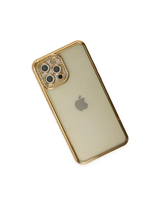 Apple İphone 12 Pro Kılıf Joke Taşlı Silikon - Gold