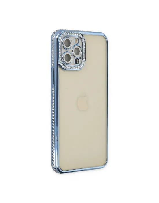 Apple İphone 12 Pro Kılıf Joke Taşlı Silikon - Mavi