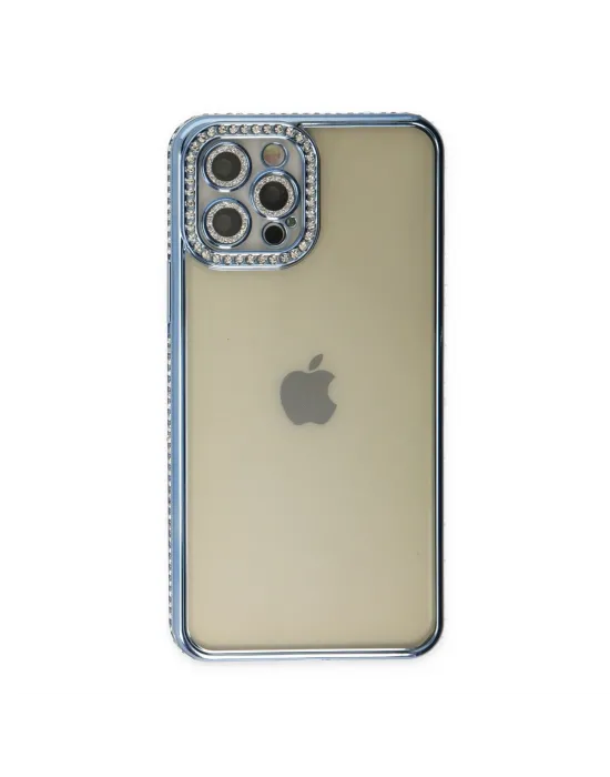 Apple İphone 12 Pro Kılıf Joke Taşlı Silikon - Mavi