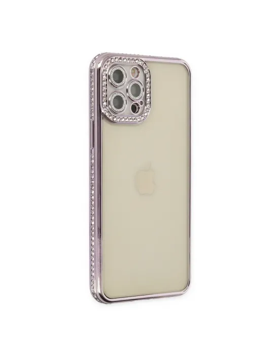Apple İphone 12 Pro Kılıf Joke Taşlı Silikon - Mor