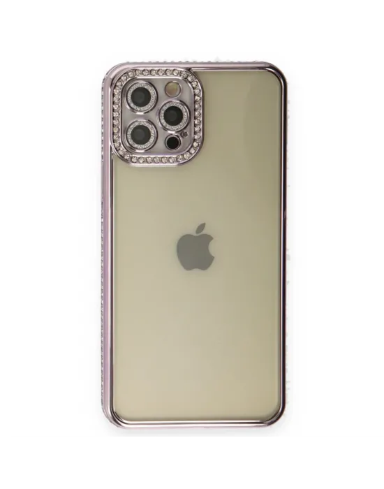 Apple İphone 12 Pro Kılıf Joke Taşlı Silikon - Mor