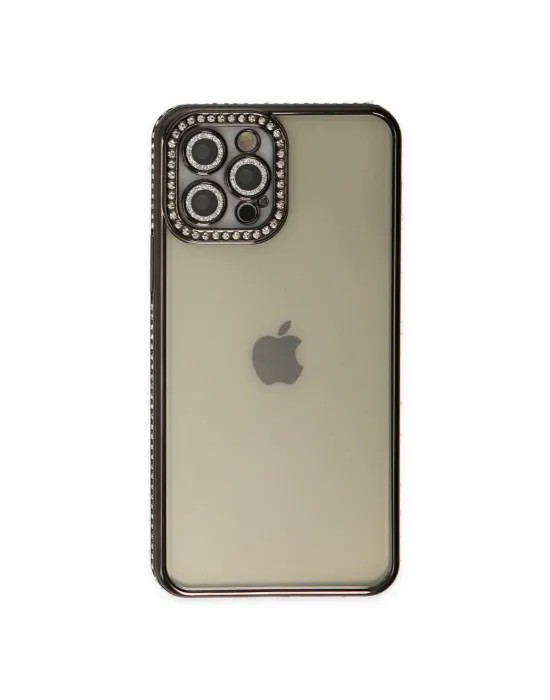 Apple İphone 12 Pro Kılıf Joke Taşlı Silikon - Siyah