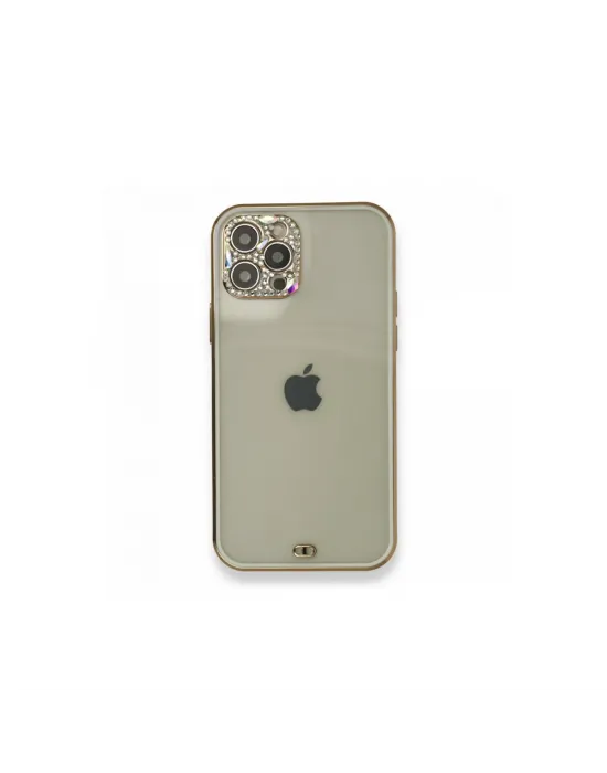 Apple İphone 12 Pro Kılıf Liva Taşlı Silikon - Beyaz