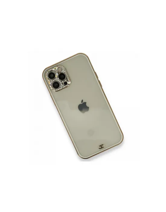 Apple İphone 12 Pro Kılıf Liva Taşlı Silikon - Beyaz
