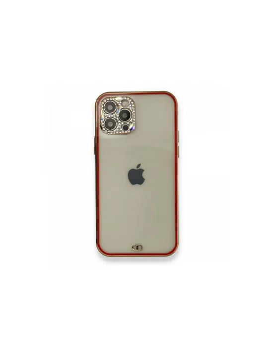 Apple İphone 12 Pro Kılıf Liva Taşlı Silikon - Kırmızı