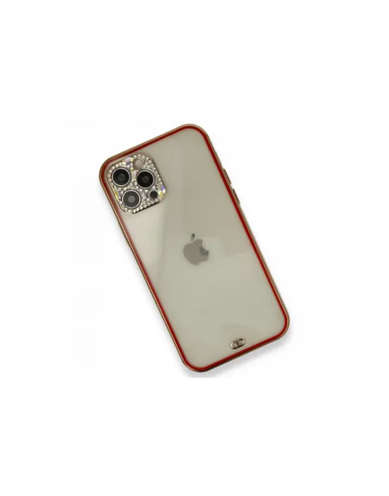 Apple İphone 12 Pro Kılıf Liva Taşlı Silikon - Kırmızı