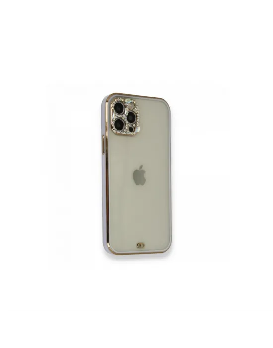 Apple İphone 12 Pro Kılıf Liva Taşlı Silikon - Mor