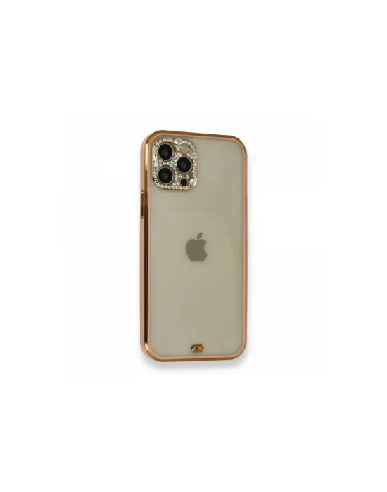Apple İphone 12 Pro Kılıf Liva Taşlı Silikon - Pembe