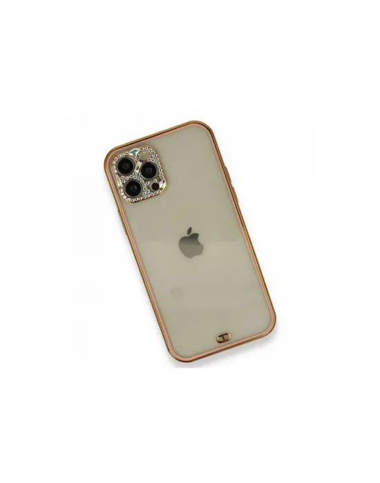 Apple İphone 12 Pro Kılıf Liva Taşlı Silikon - Pembe