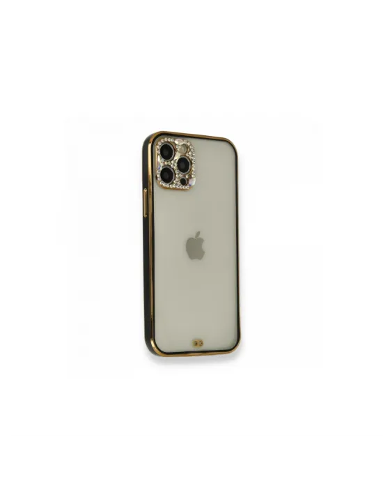 Apple İphone 12 Pro Kılıf Liva Taşlı Silikon - Siyah
