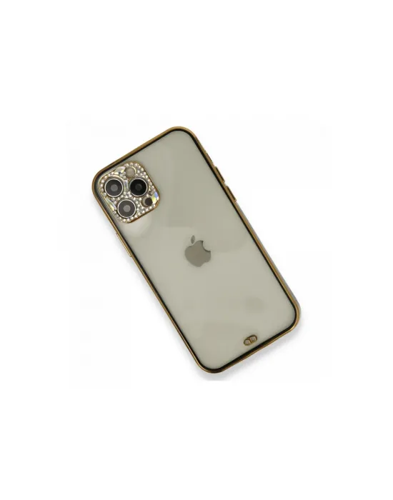 Apple İphone 12 Pro Kılıf Liva Taşlı Silikon - Siyah