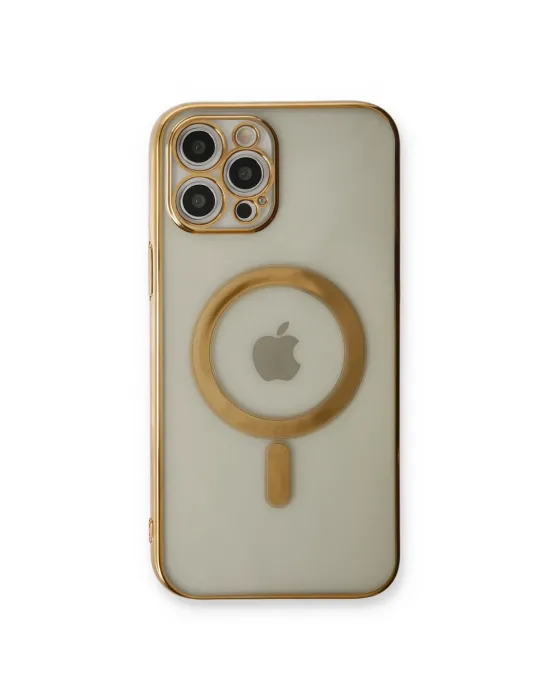Apple İphone 12 Pro Kılıf Magneticsafe Lazer Silikon - Gold