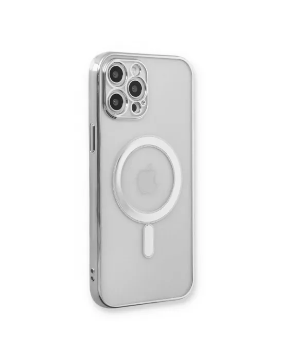 Apple İphone 12 Pro Kılıf Magneticsafe Lazer Silikon - Gümüş