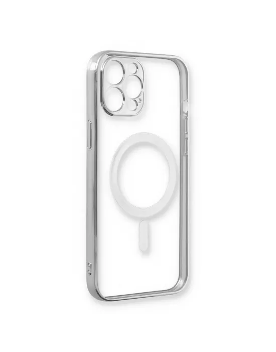 Apple İphone 12 Pro Kılıf Magneticsafe Lazer Silikon - Gümüş