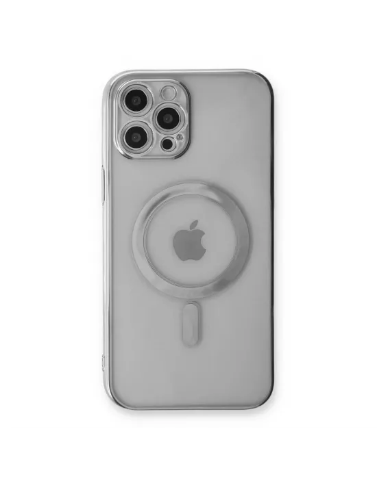 Apple İphone 12 Pro Kılıf Magneticsafe Lazer Silikon - Gümüş