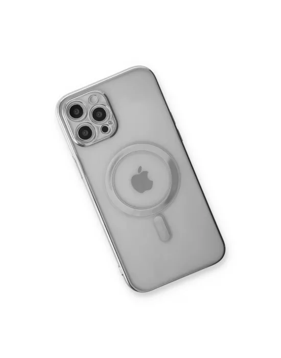 Apple İphone 12 Pro Kılıf Magneticsafe Lazer Silikon - Gümüş