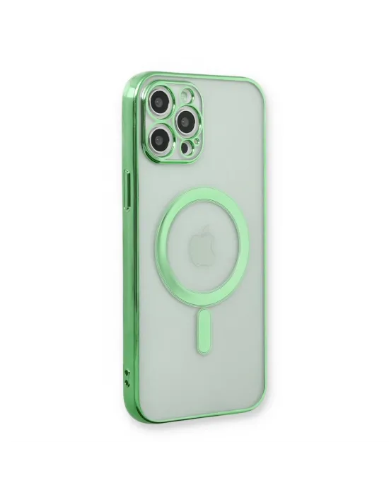 Apple İphone 12 Pro Kılıf Magneticsafe Lazer Silikon - Haki Yeşil