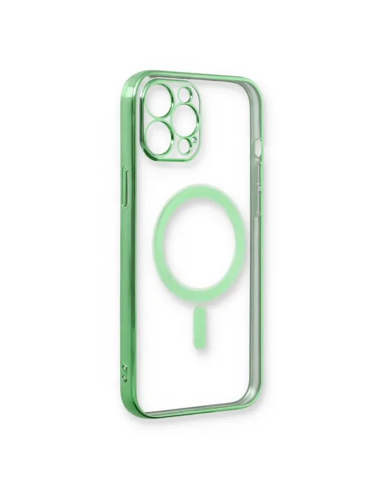 Apple İphone 12 Pro Kılıf Magneticsafe Lazer Silikon - Haki Yeşil