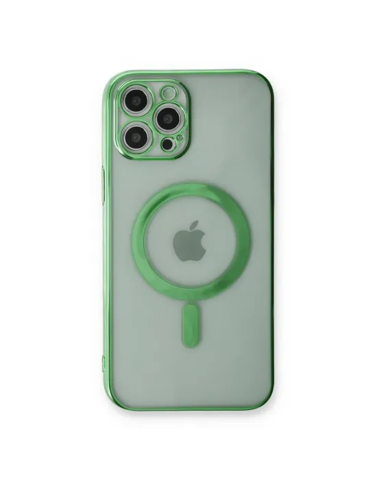Apple İphone 12 Pro Kılıf Magneticsafe Lazer Silikon - Haki Yeşil