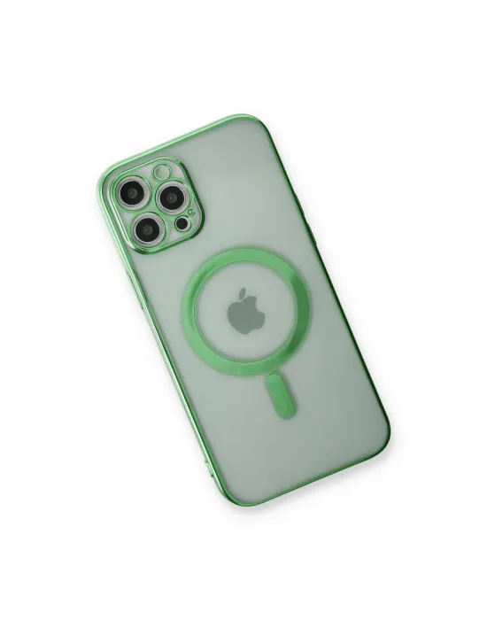 Apple İphone 12 Pro Kılıf Magneticsafe Lazer Silikon - Haki Yeşil