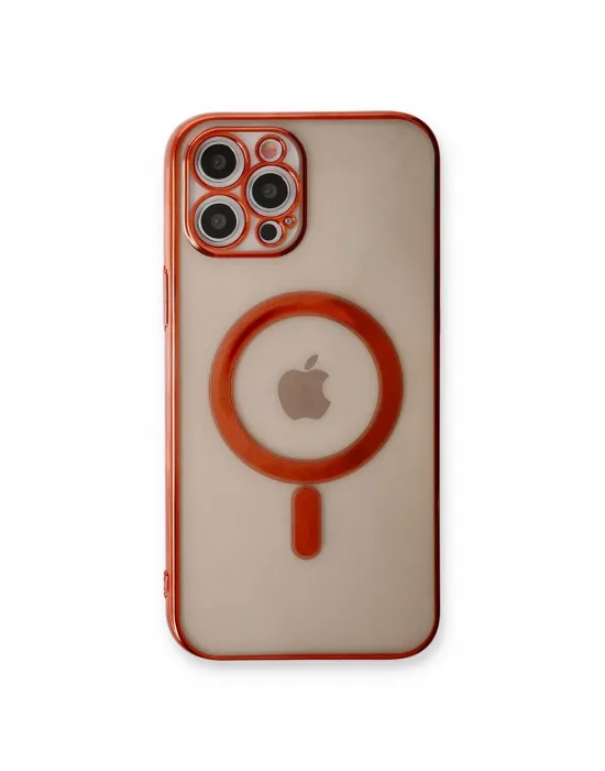 Apple İphone 12 Pro Kılıf Magneticsafe Lazer Silikon - Kırmızı