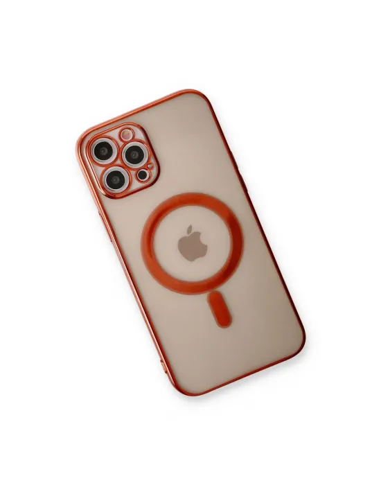 Apple İphone 12 Pro Kılıf Magneticsafe Lazer Silikon - Kırmızı