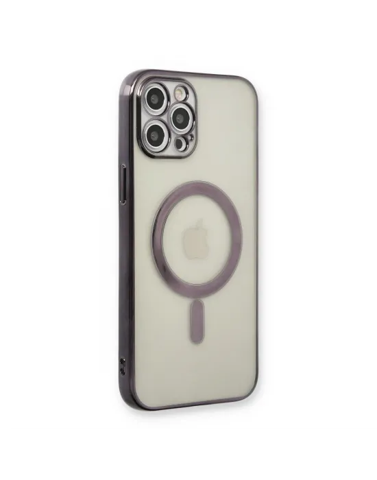 Apple İphone 12 Pro Kılıf Magneticsafe Lazer Silikon - Siyah