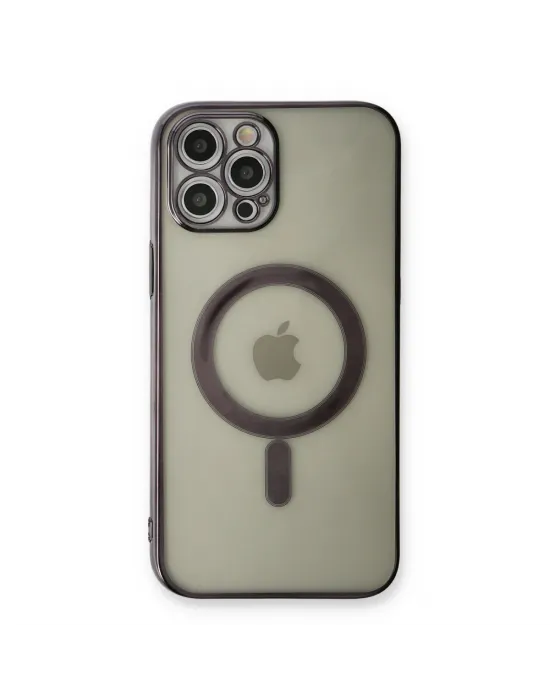 Apple İphone 12 Pro Kılıf Magneticsafe Lazer Silikon - Siyah