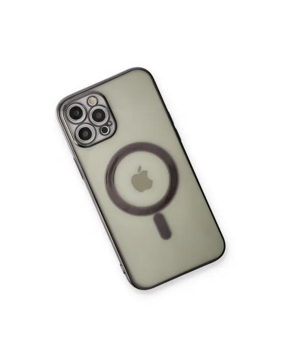 Apple İphone 12 Pro Kılıf Magneticsafe Lazer Silikon - Siyah