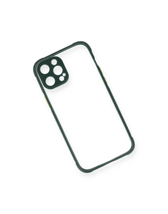Apple İphone 12 Pro Kılıf Miami Şeffaf Silikon - Koyu Yeşil