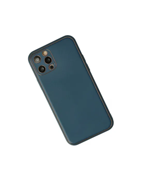 Apple İphone 12 Pro Max Kılıf Coco Deri Silikon Kapak - Mavi