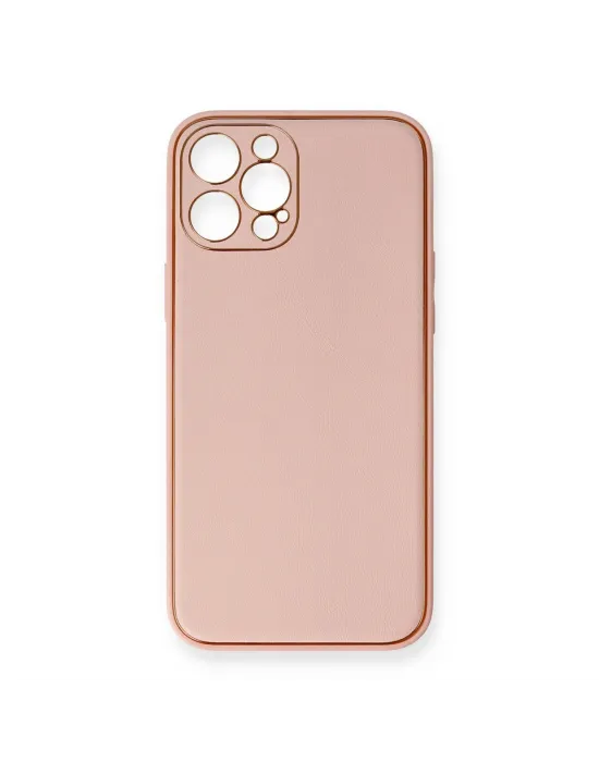 Apple İphone 12 Pro Max Kılıf Coco Deri Silikon Kapak - Pembe