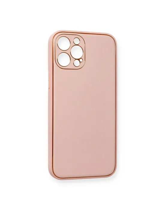 Apple İphone 12 Pro Max Kılıf Coco Deri Silikon Kapak - Pembe