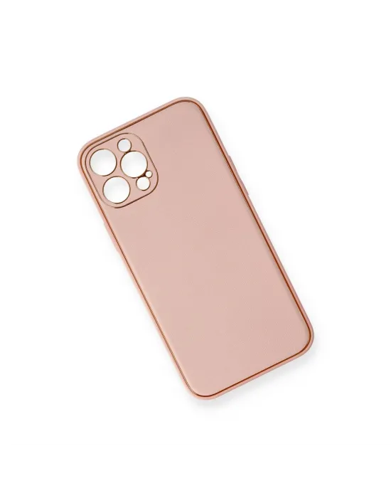 Apple İphone 12 Pro Max Kılıf Coco Deri Silikon Kapak - Pembe