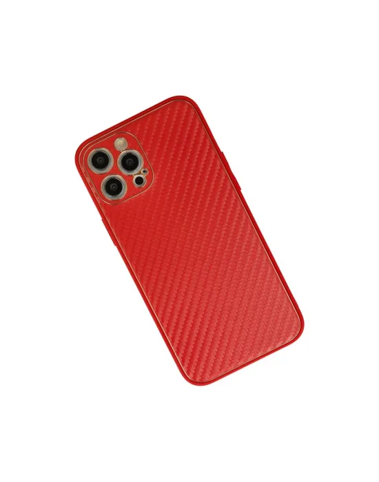 Apple İphone 12 Pro Max Kılıf Coco Karbon Silikon - Kırmızı