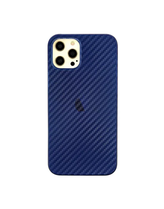 Apple İphone 12 Pro Max Kılıf Karbon Pp Silikon - Mavi