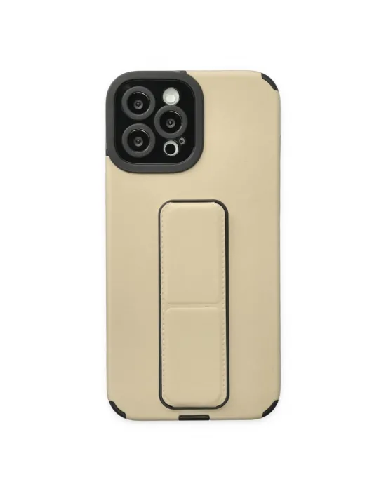 Apple İphone 12 Pro Max Kılıf Mega Standlı Silikon - Gold