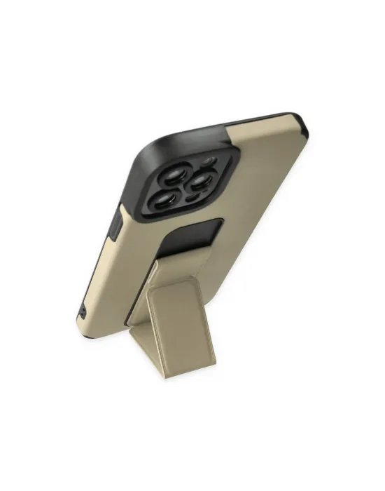 Apple İphone 12 Pro Max Kılıf Mega Standlı Silikon - Gold