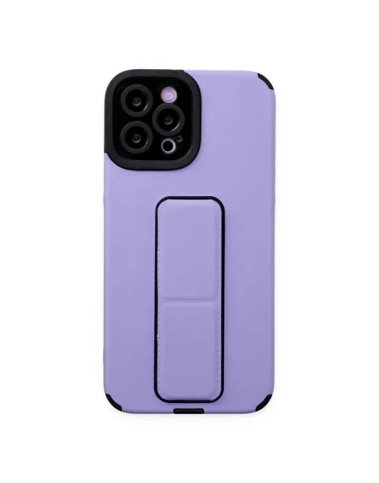 Apple İphone 12 Pro Max Kılıf Mega Standlı Silikon - Lila