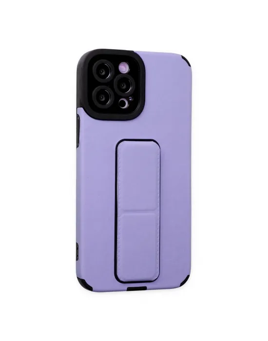 Apple İphone 12 Pro Max Kılıf Mega Standlı Silikon - Lila
