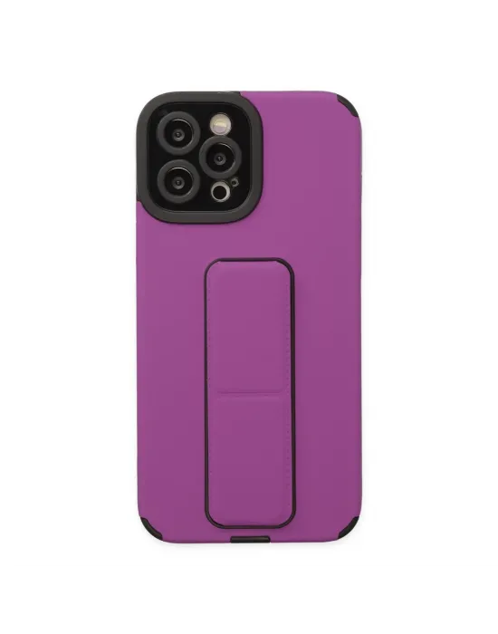 Apple İphone 12 Pro Max Kılıf Mega Standlı Silikon - Mor