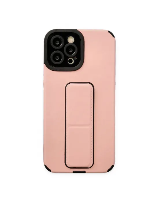 Apple İphone 12 Pro Max Kılıf Mega Standlı Silikon - Pudra