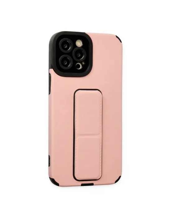 Apple İphone 12 Pro Max Kılıf Mega Standlı Silikon - Pudra