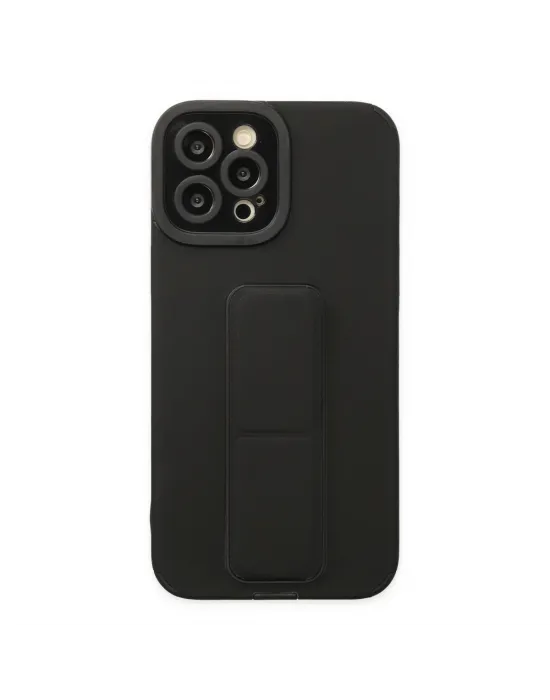Apple İphone 12 Pro Max Kılıf Mega Standlı Silikon - Siyah