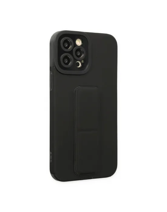 Apple İphone 12 Pro Max Kılıf Mega Standlı Silikon - Siyah