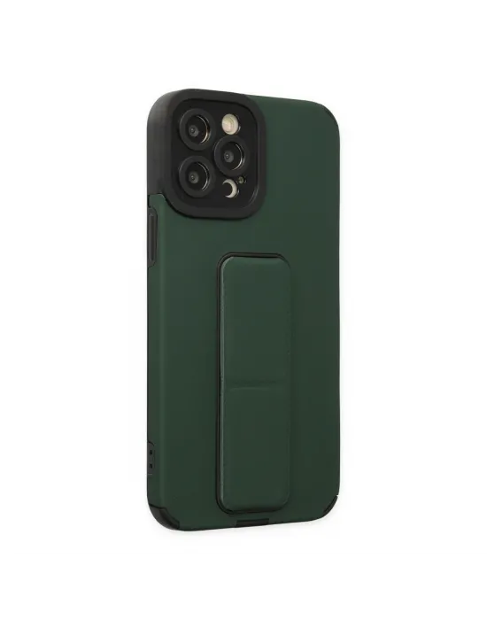 Apple İphone 12 Pro Max Kılıf Mega Standlı Silikon - Yeşil