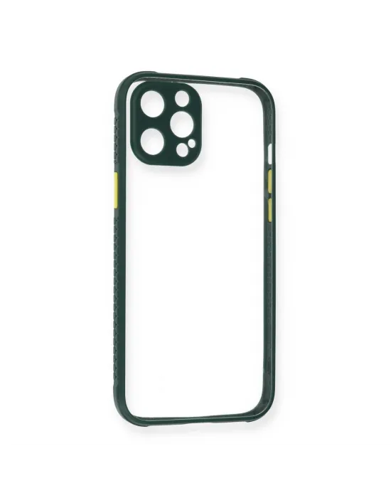 Apple İphone 12 Pro Max Kılıf Miami Şeffaf Silikon - Koyu Yeşil