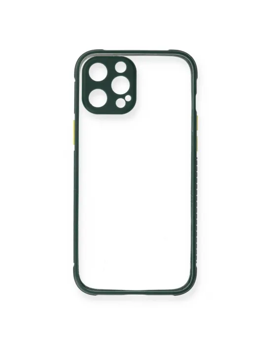 Apple İphone 12 Pro Max Kılıf Miami Şeffaf Silikon - Koyu Yeşil