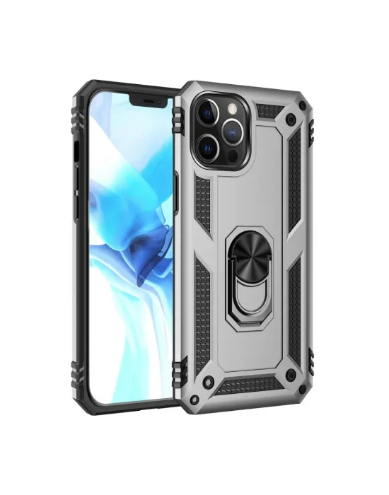 Apple İphone 12 Pro Max Kılıf Sofya Yüzüklü Silikon Kapak - Gümüş